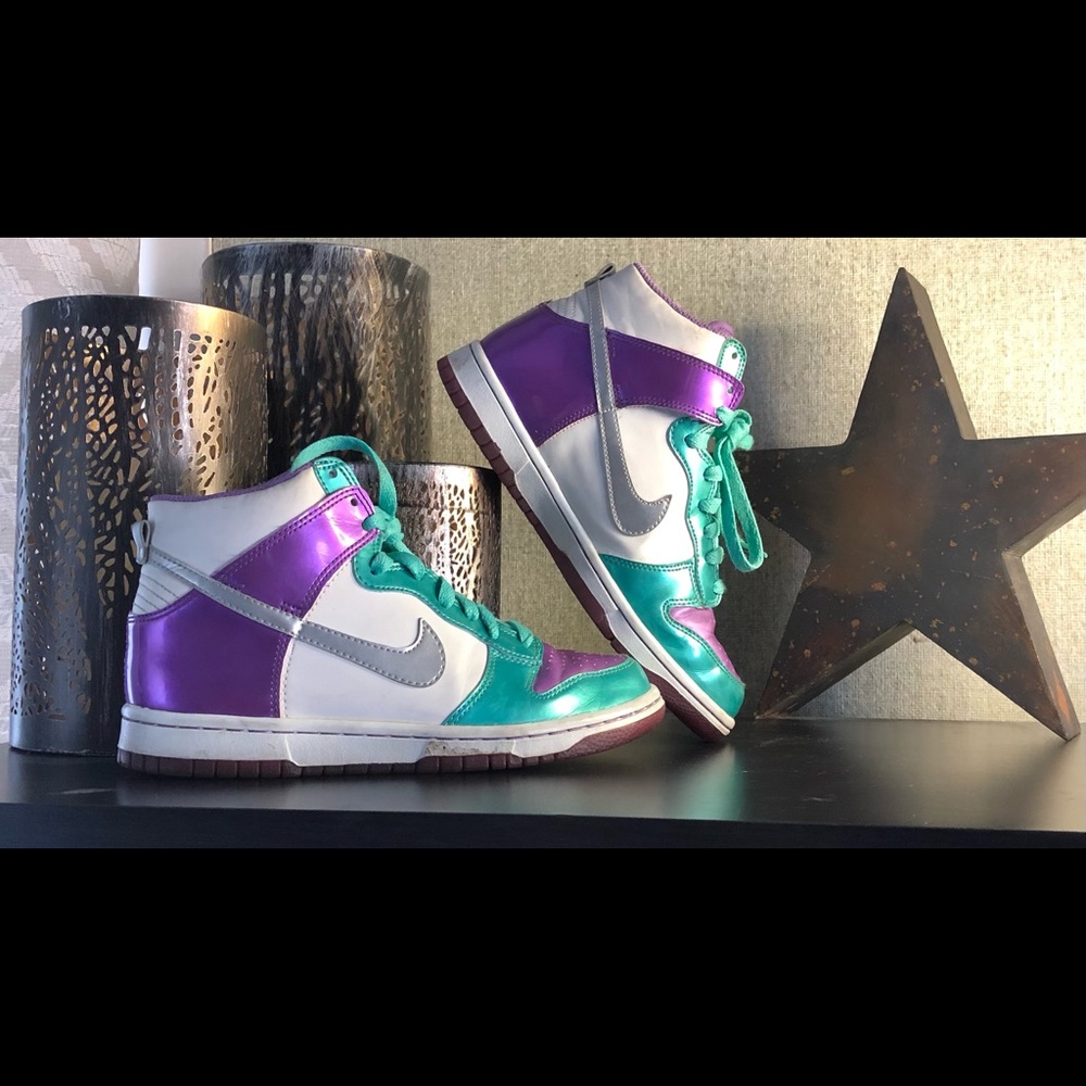 Nike dunk high GS metallic silver violet purple 5y slightly worn